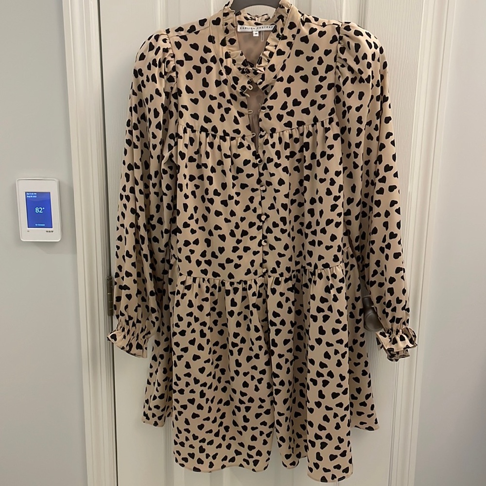 English Factory cream dress with black hearts - sz XS